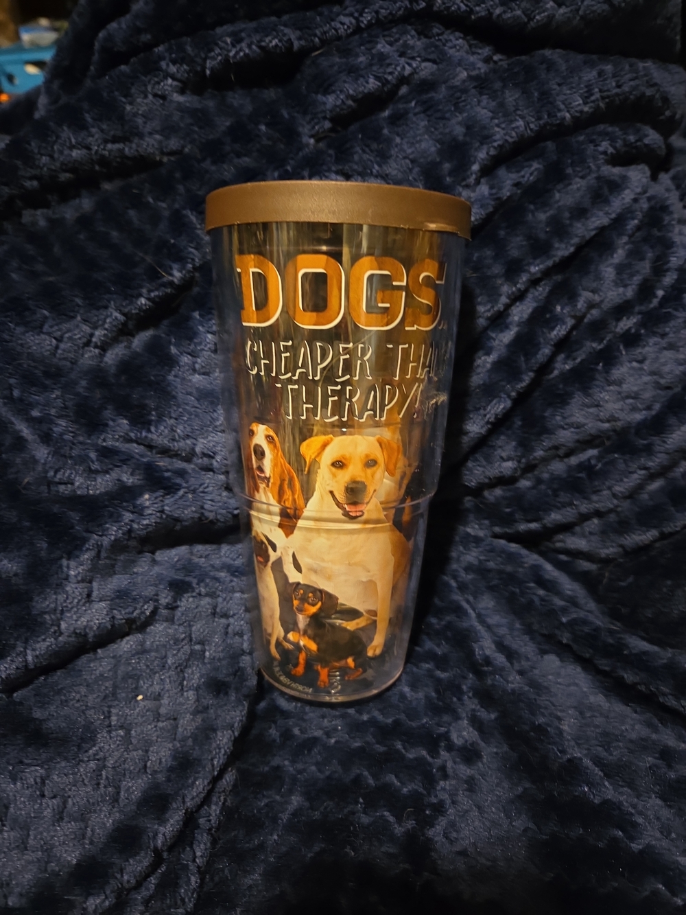 Dogs Cheaper Than Therapy Travel Tumbler - Brown Lid